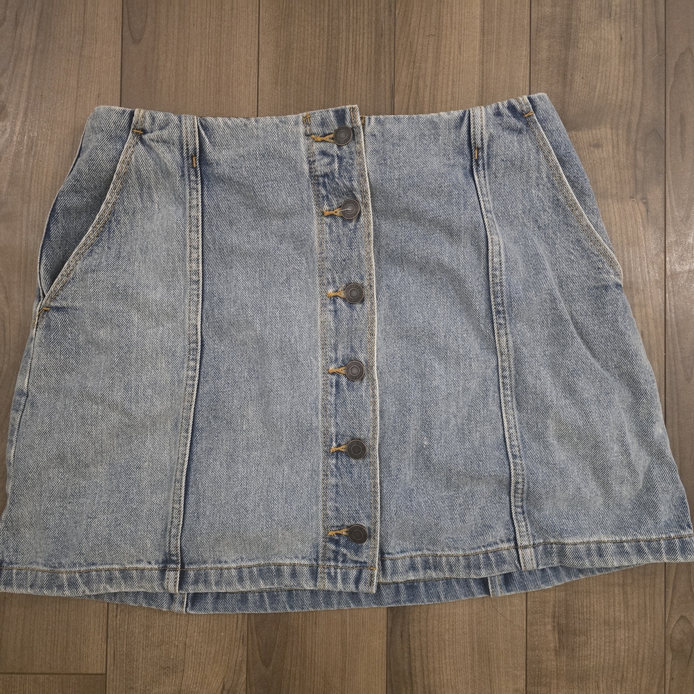 Wilfred Blue Denim Button-Down Mini Skirt